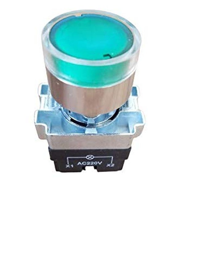 KAMCON? 22MM Momentary Illuminated Push Button Switch Red Green 1NO 1NC Metal Head X1&X2 AC 220 V (3, GREEN) - Image 1